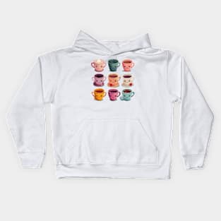 9 cute tea with colorful design Kids Hoodie